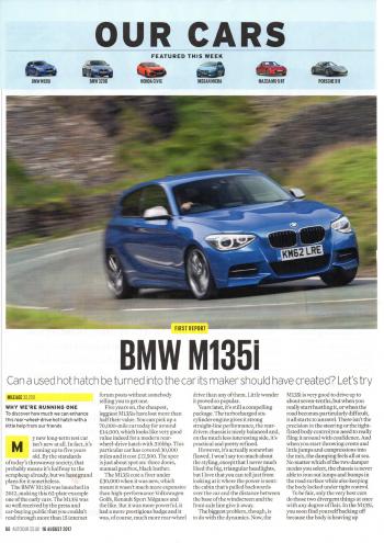 Editorial - F20 M135i Birds Development Pt 1 Intro - Autocar - Aug 2017