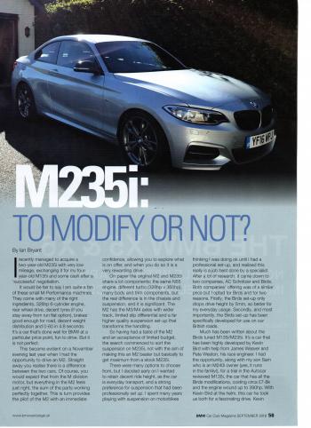 Editorial - F22 M235i - BMW Car Club 'M235i: To Modify or Not?' - Sept 2018