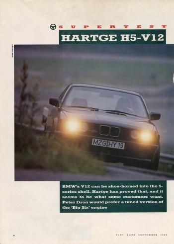 Editorial - E34 Hartge - FastLane '12Into5' - Sep 1989