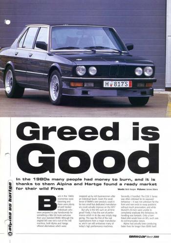 Editorial - E28 M5 Hartge - BMWCar 'Greed is good' - March 2000