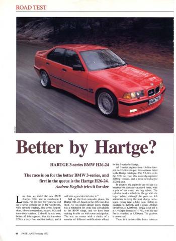 Editorial - E36 Hartge H26-24 - FastLane 'BetterByHartge' - Feb 1992 