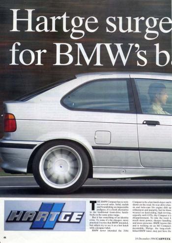 Editorial - E36 318ti - Car Week 'Hartge Surgery For BMWs Baby' - Dec 1994