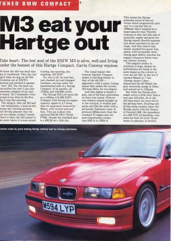 Editorial - E36 318ti - Autocar 'Eat Your Hartge Out' - Jan 1995