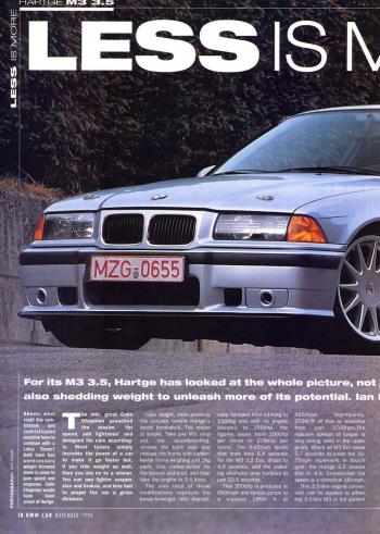 Editorial - E36 M3 3.5 - BMWCar 'Less Is More' - Nov 1996
