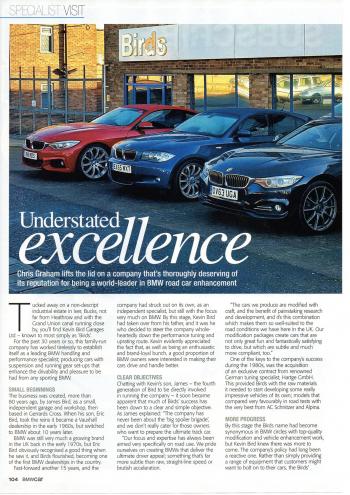 Editorial - Birds BMW Company Profile - BMWCar Magazine - August 2017