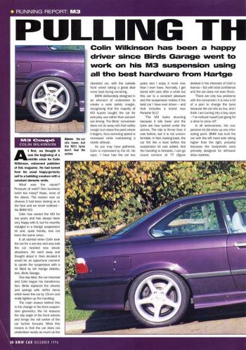 Editorial - E36 M3 - BMWCar 'Pulling The Birds' - Dec 1996